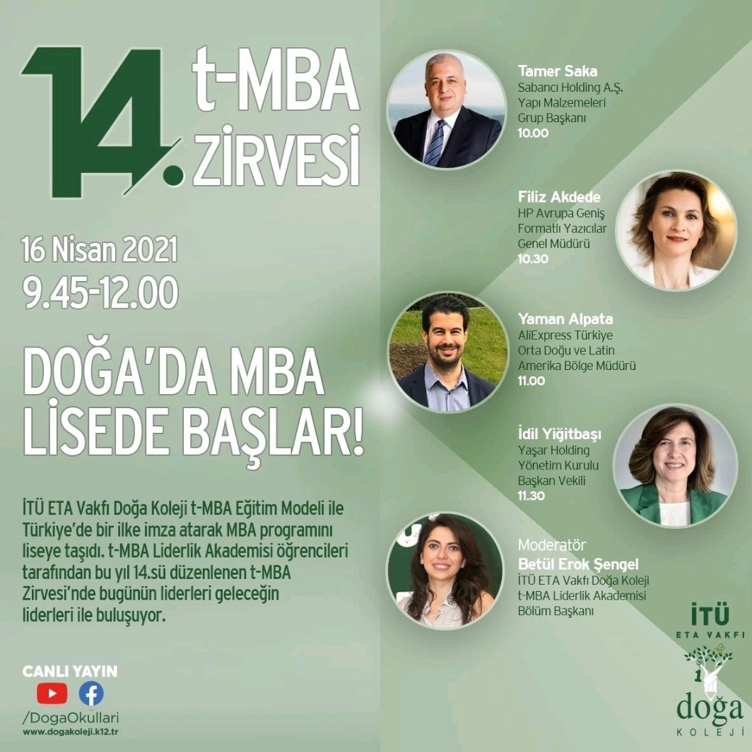 <a href="/DogaOkullari/">Doğa Koleji</a> öğrencilerimizin hazırladığı büyük organizasyonumuz 14.tMBA Zirvemize davetlisiniz