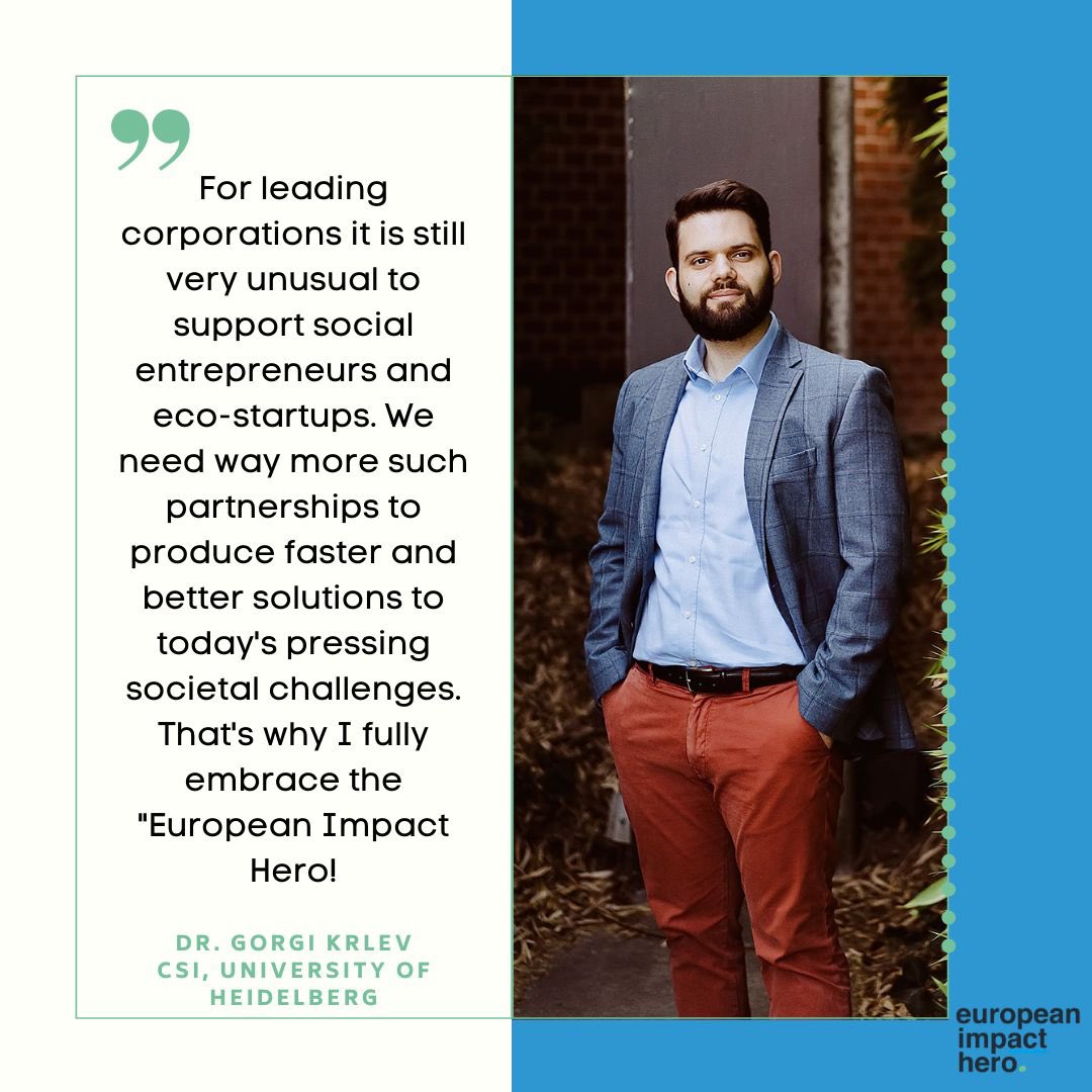 Thank you and glad to have you on board <a href="/gorgikrlev/">Gorgi Krlev</a>! #teamworks

Sustainable entrepreneurs in the fields of #circulareconomy, #climate or #supplychains can still apply to become the next #EuropeanImpactHero: impact-hero.eu/apply-venture/

#impacthero #euses #socent #socinn