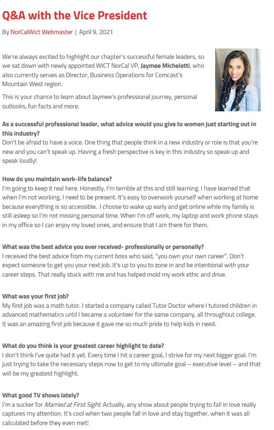 NorCalWICT's tweet photo. Q&amp;A w/ our VP Jaymee!
https://t.co/juJK7QvEGr https://t.co/gZAplLDVG1