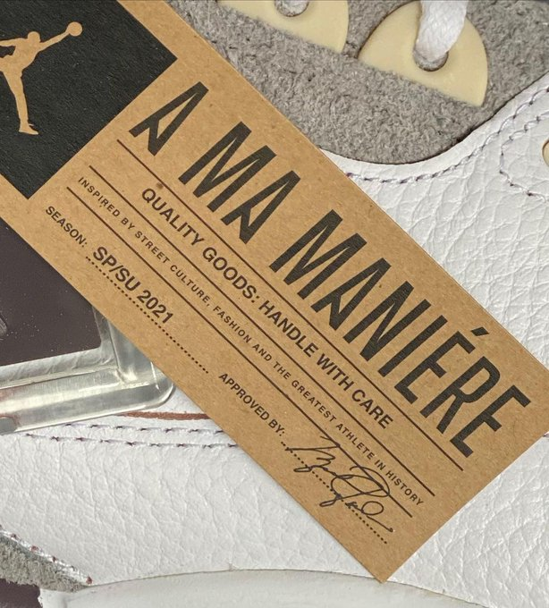 crepdate's tweet photo. A Ma Maniére x Air Jordan Capsule dropping April 21st, 2021 #crepdate https://t.co/nIpohejM9M