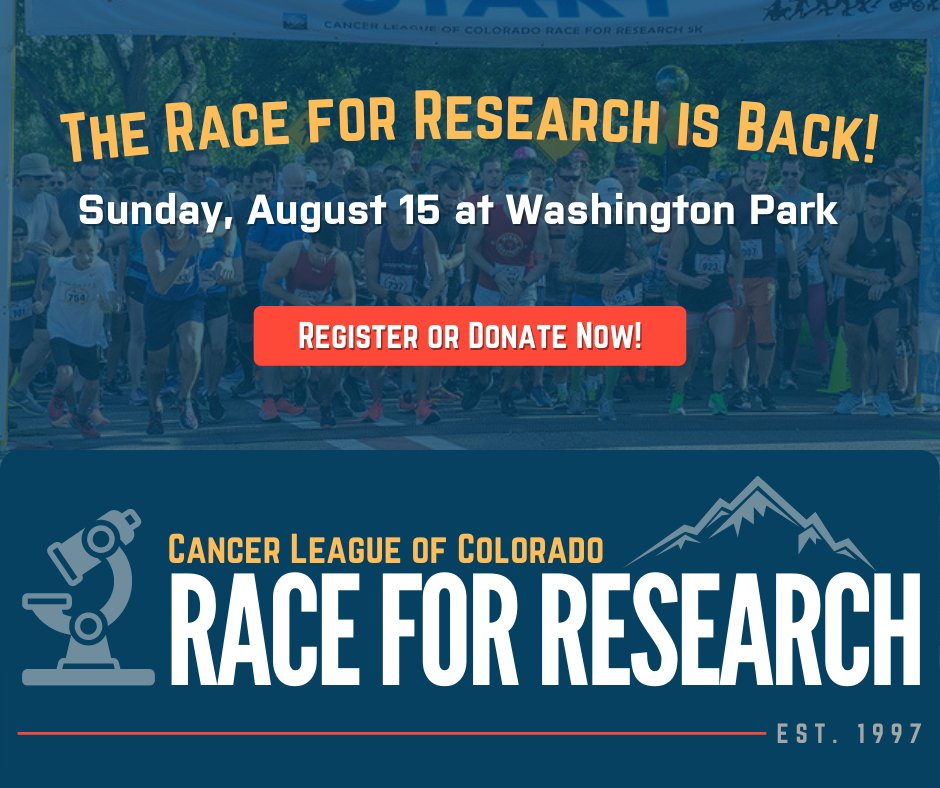 Race_4_Research's tweet photo. The 2021 Cancer League of Colorado Race for Research will be a limited live event combined with a virtual option allowing participants to run or walk separately on their own time!  Support #cancerresearch in #Colorado ! @CancerLeagueCO -REGISTER NOW AT https://t.co/fmcEBLc63W https://t.co/lfhGx5vOJL