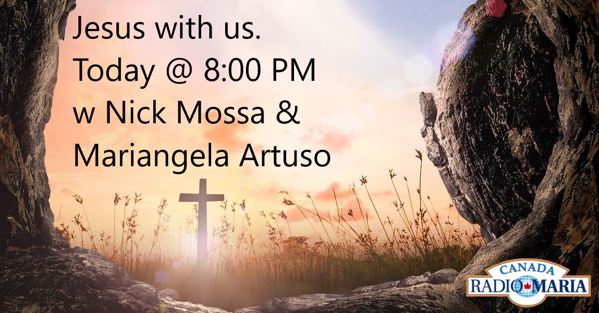 Jesus with us. Today @ 8:00 PM
w Nick Mossa &amp; Mariangela Artuso

In this episode, we talk about hope: what it is and why it is essential in our life. We talk about the hope and joy of Easter and how our hope is in the cross and resurrection of Christ
#rmcsm #catholicradio #easter