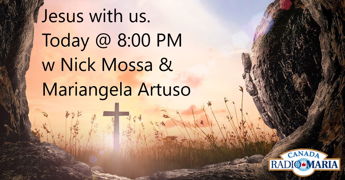 Jesus with us. Today @ 8:00 PM w Nick Mossa & Mariangela Artuso In this episode, we talk about hope: what it is and why it is essential in our life. We talk about the hope and joy of Easter and how our hope is in the cross and resurrection of Christ #rmcsm #catholicradio #easter