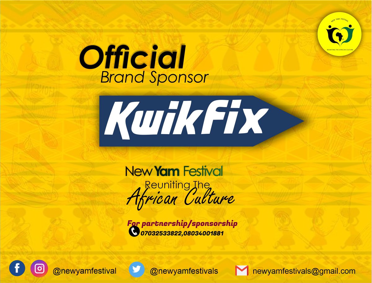 NewYamFestivals's tweet photo. Our Official sponsors
@kwikfixrepair 

#newyamfestival https://t.co/e70MPNSXBx