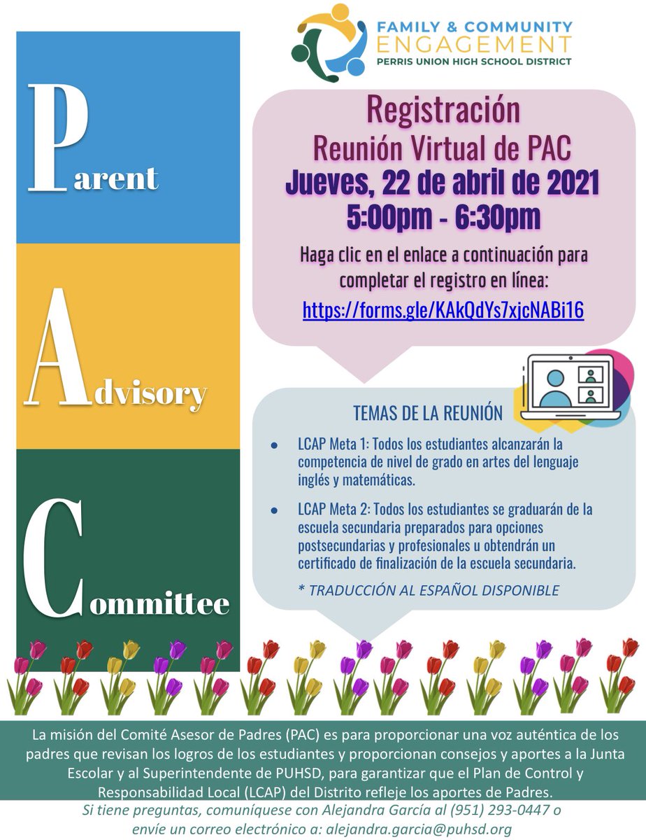 SRezkalah's tweet photo. Join us at our next Parent Advisory Committee meeting. @puhsd #FamilyEngagement #ParentInput #StudentAchievement https://t.co/6jmaJ20KGB