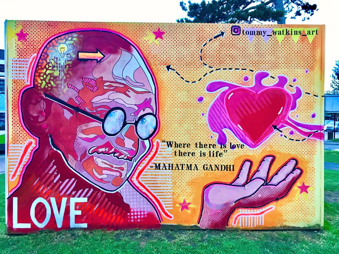 New vibrant snaps of <a href="/TommyWatkinsArt/">Tommy Watkins</a>'s mural in Manzil Way Gardens that expresses gratitude to <a href="/NHSuk/">NHS</a> workers and pays tribute to the strength of the wider community 💙 Have you taken a look yet?