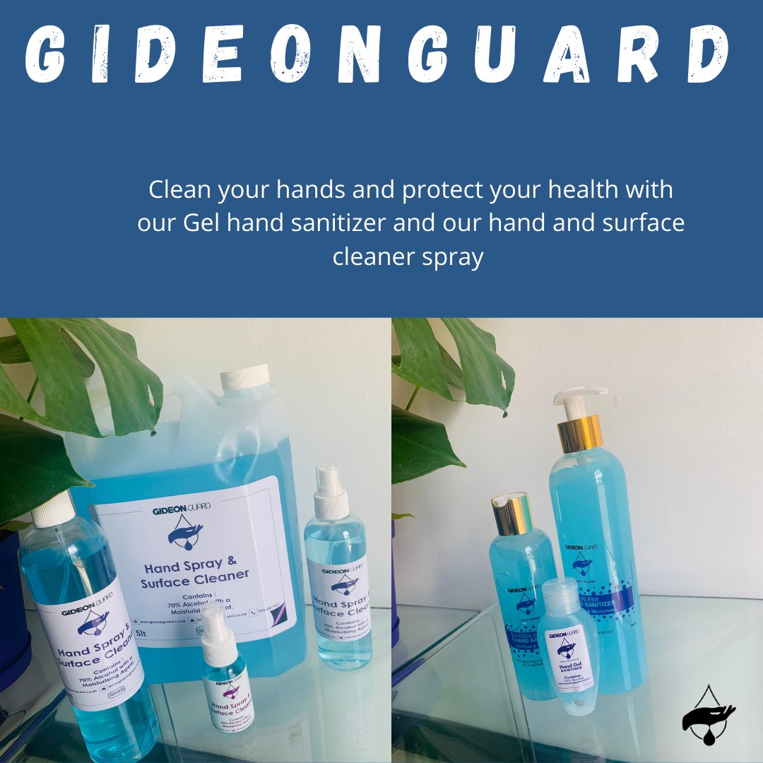 gideonguard's tweet photo. Good evening #Germbusters Please note that all our products are SABS approved.
To order your gel sanitizers & surface sprays kindly send us a dm and we'll get back to you swiftly 🙂
Remember clean your hands to protect your health.
#CLEANHANDSAVESLIVES
#1MillionCleanHands2021 https://t.co/BzvJzMK9Wx