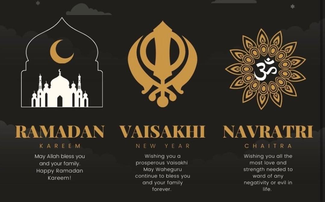 KarinaReidRmd's tweet photo. A happy and healthy #Ramadan , #Vaisakhi, and #ChaitraNavratri to all. Incredible coincidence that these special days of significance are all being celebrated simultaneously around the world. Hindus celebrate Chaitra Navratri, Sikhs celebrate Vaisakhi, and for Muslims Ramadan. https://t.co/rAeQWkGG4C