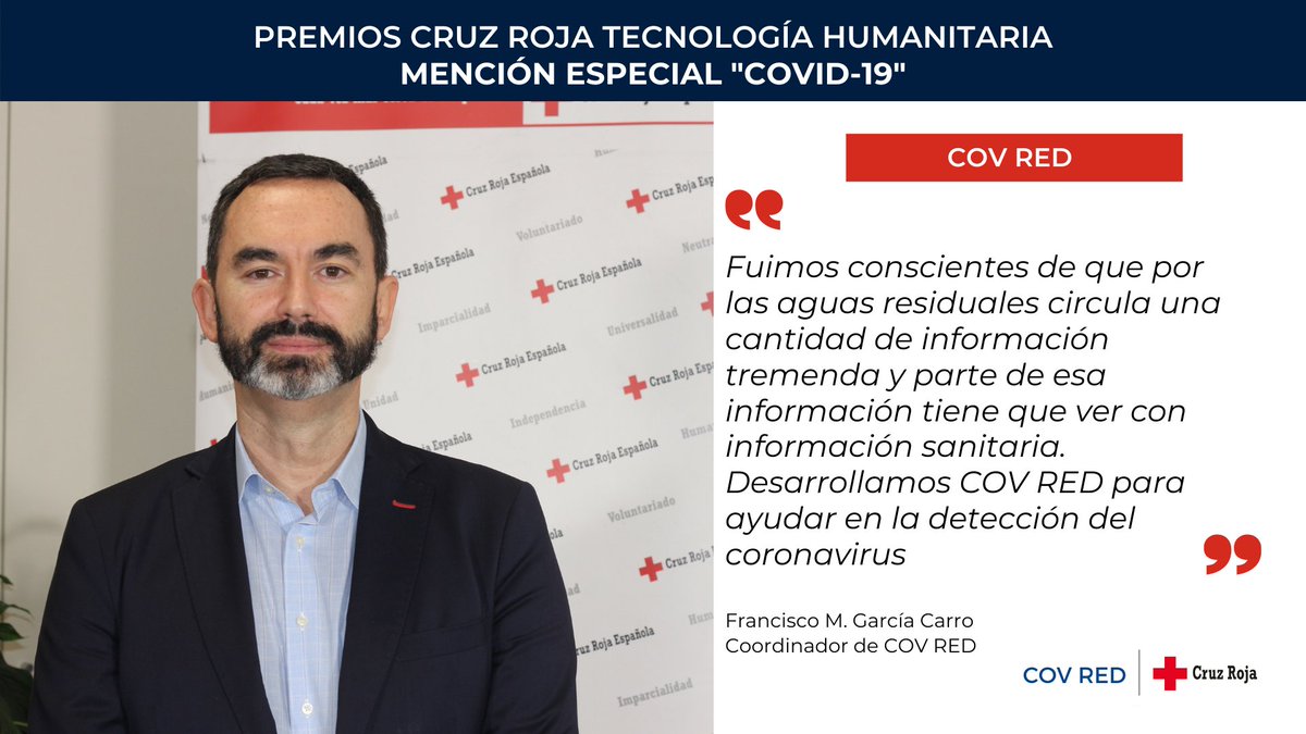 CruzRojaEsp's tweet photo. [#TecnologíaHumanitaria]
Mención especial #COVID19 de los #PremiosTecnologíaHumanitaria
➡️#COVRED, sistema robotizado de detección automática y alerta temprana del SARS-CoV-2, instalado en redes de saneamiento, que localiza el origen del brote. 
+info: https://t.co/LIW3rT6SdJ https://t.co/aYkCHLVqQj