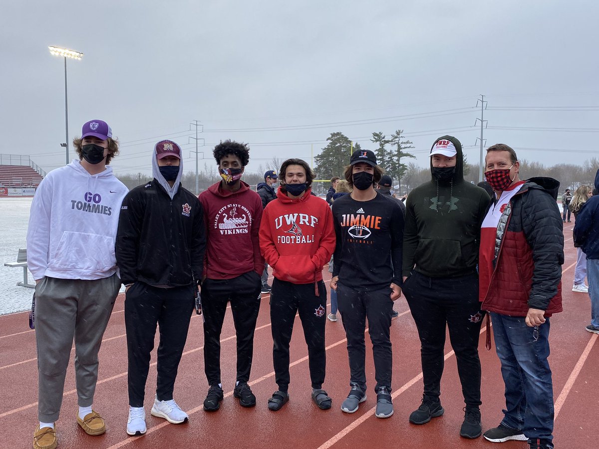 LomboTonka's tweet photo. Congrats to all of the Crimson that celebrated today their colleges they all will be competing at next year! With all you battled to get there, it’s fitting we celebrated in the snow! #crimsonpride #playoffweather #bestyettocome https://t.co/pMgKLBgFlr