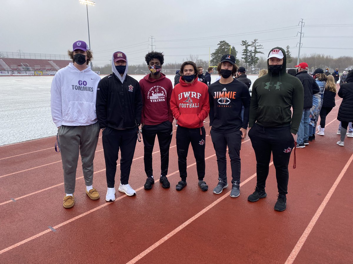 LomboTonka's tweet photo. Congrats to all of the Crimson that celebrated today their colleges they all will be competing at next year! With all you battled to get there, it’s fitting we celebrated in the snow! #crimsonpride #playoffweather #bestyettocome https://t.co/pMgKLBgFlr