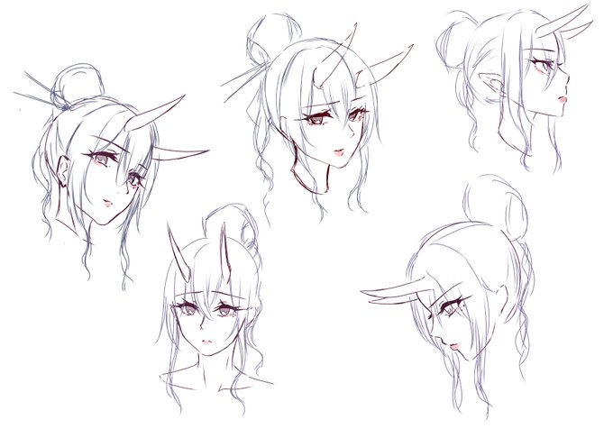 うちの子描こうとしたけど絵柄が安定しないし髪がどうすりゃ魅力的になるかわからん、2枚目のほぼ模写したやつは気に入ってる 