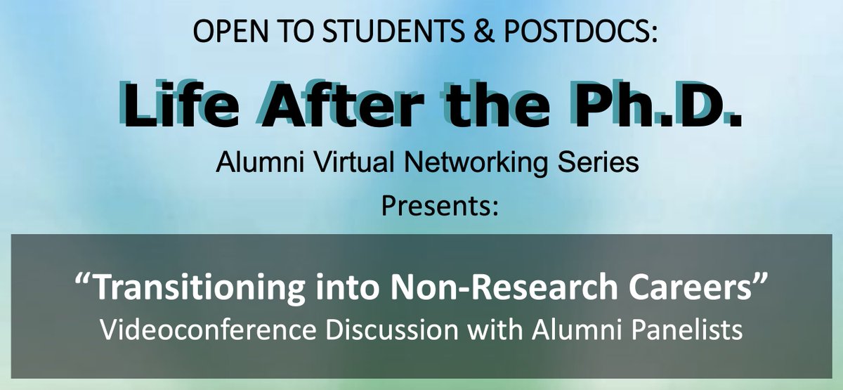 UMassChanGSBS's tweet photo. Students and Post-docs:
Join us for the 3rd annual Life After the Ph.D. event, “Transitioning into Non-Research Careers”
Register: https://t.co/V9clfJLDNw
Questions? lifeafterthephd@umassmed.edu
#lifeafterthephd #careerdevelopment #biomedicalphd https://t.co/vmi10MK8Pz