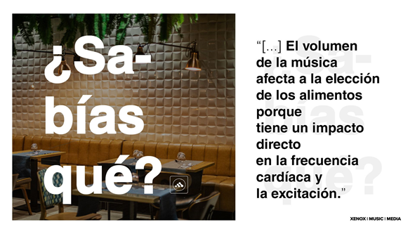 XenoxSpain's tweet photo. Estilo, Tempo, Tonalidad y Volumen influyen en la percepción del espacio y en las decisiones del cliente. En @XenoxSpain trabajamos para conseguir con todos ellos, la mejor experiencia sensorial.

 #customerexperience  #audiobranding #marketingsensorial #neuromarketing #marketing https://t.co/FB6nB06Frc