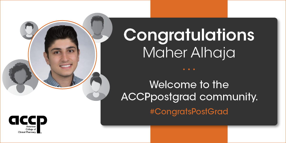 Congratulations @maheralhajeh! The ACCPpostgrads community looks forward to supporting your pursuit of PGY1 training at the University of California, San Francisco (UCSF). #CongratsPostGrad #RxMatch2021 @UCSF