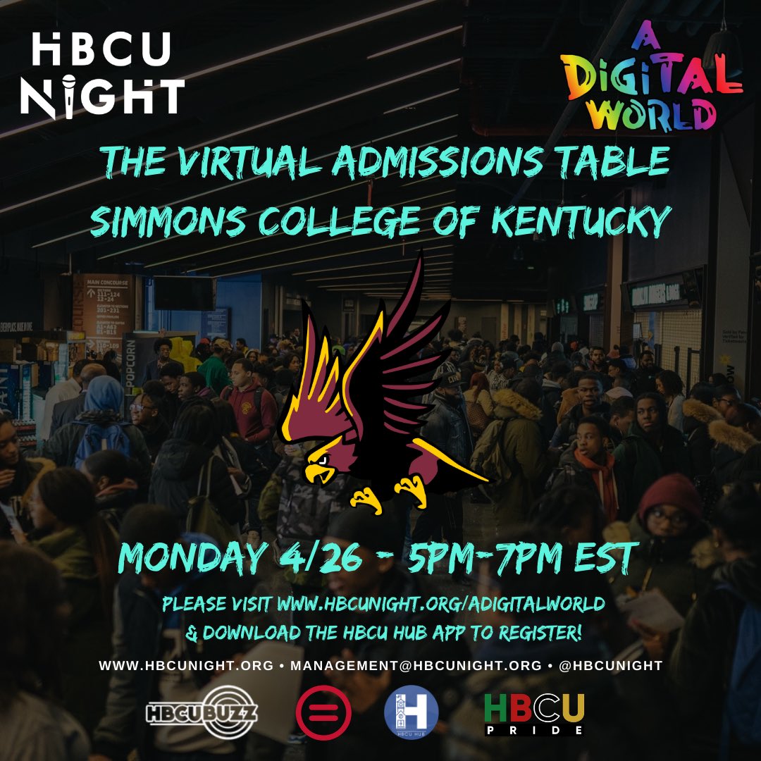 hbcunight's tweet photo. 4/26 we are live with Simmons College of Kentucky!! Visit the link in our bio and register today!!!
.
.
.
.
#Linkinbio #HBCUNight #ADiGiTALWORLD #TheVirtualAdmissionsTable #HBCU https://t.co/hp4UsySPov