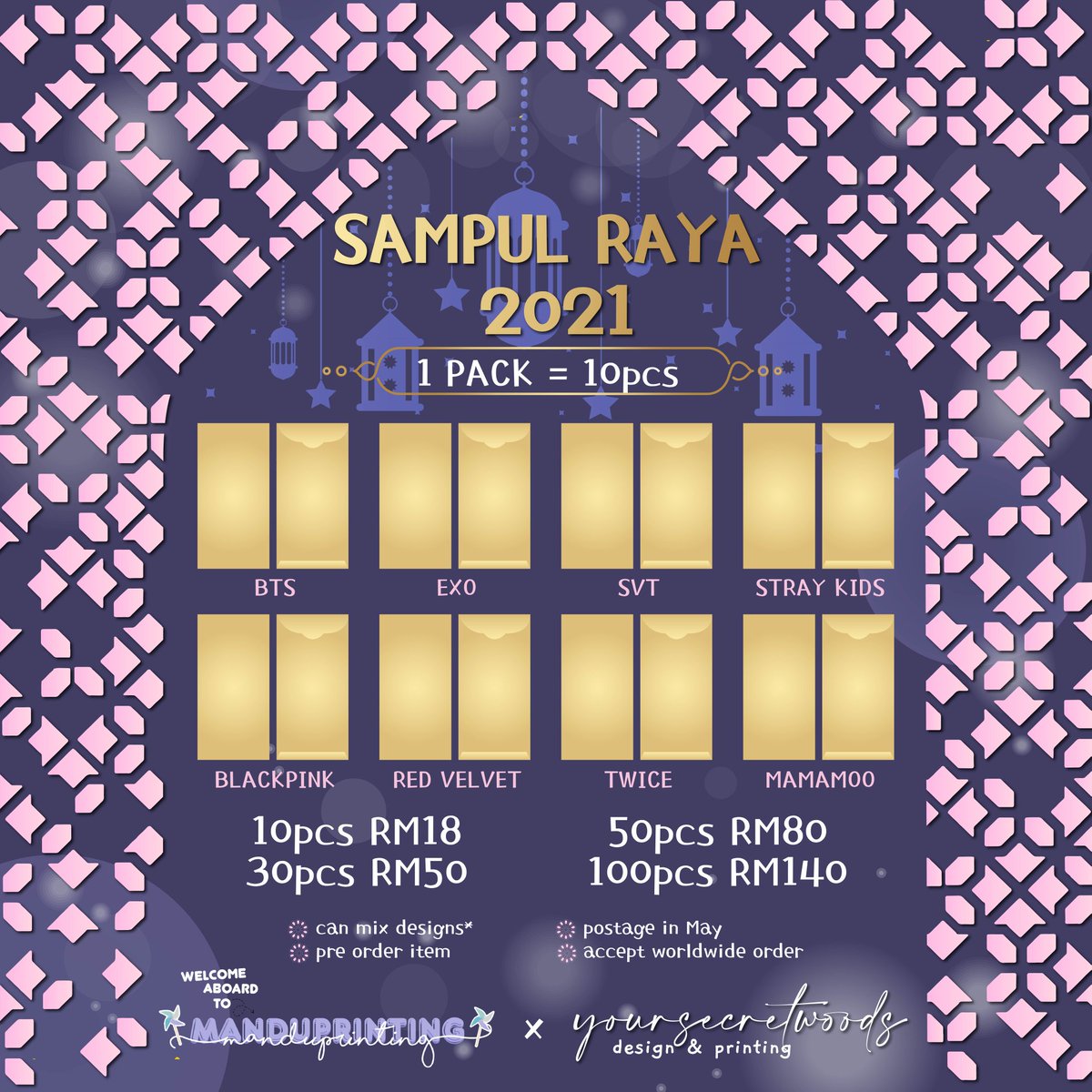 [Help RT] 
Are you excited for this like us? 
Designs are ready too but we will release it after todayy. Make sure to follow up! Turn our notification on alright? If your band arent there dont worry we can still produce yours 100pcs min, DM me or <a href="/yoursecretwoods/">YSW Design & Printing</a> for more info 💕