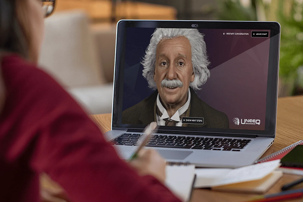 'Digital Einstein' #VirtualHuman by <a href="/UneeQAI/">UneeQ</a> Celebrates Nobel Prize Centennial - Voicebot bit.ly/3wSbieh