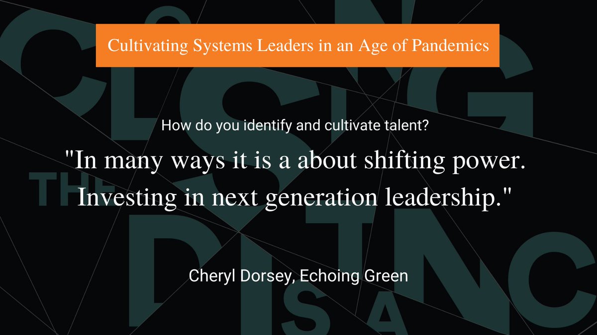 Choosing people who look different to you, people who are on the margins and those who wouldn't otherwise have a seat at the table - all ways in which <a href="/cheryldorsey/">Cheryl L. Dorsey</a> says <a href="/echoinggreen/">Echoing Green</a> are working to cultivate the next gen of leaders. #SkollWF #SystemsLeaders