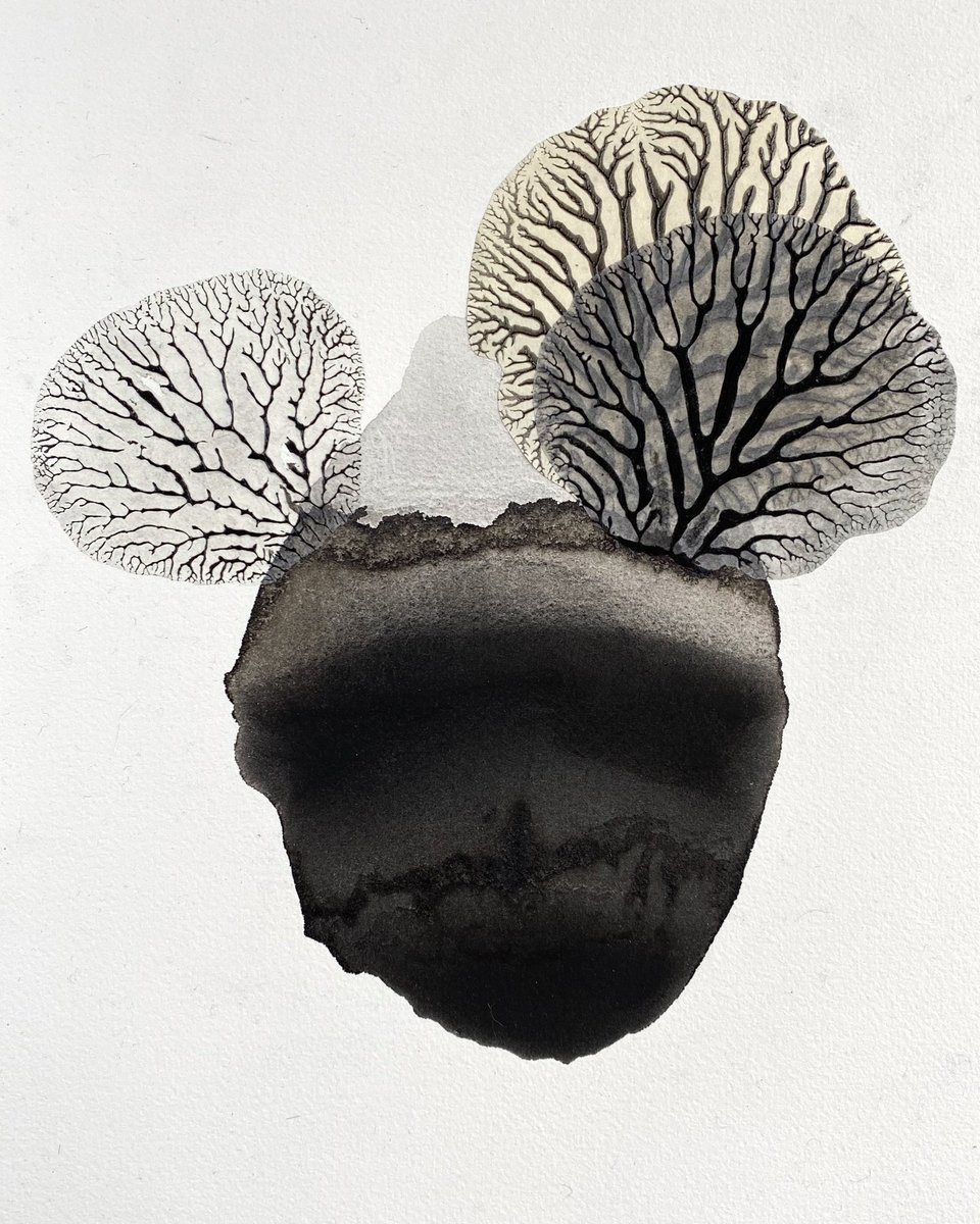 ‘Carboniferous’ 2020, Pigment made with coal gathered from the Thames shore, with mixed media and collage on paper. <a href="/_MarthaMay/">Martha May Ronson</a>