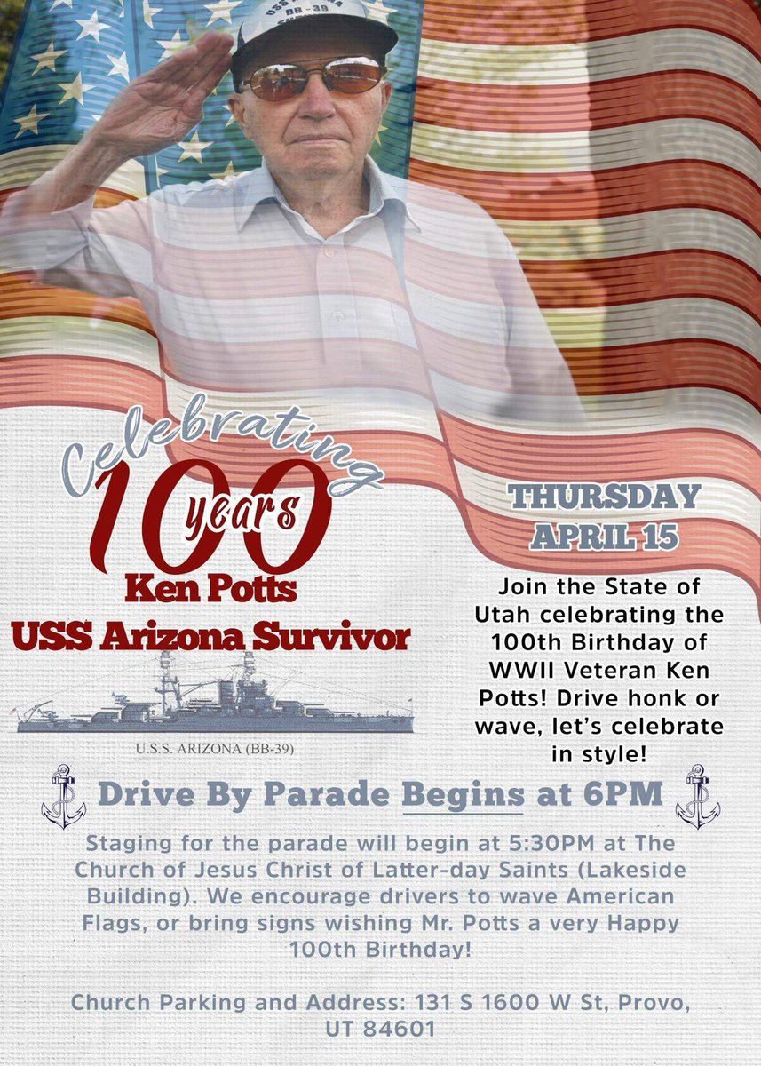 Besty_Bets's tweet photo. For anyone in the Provo, Utah area! I’ve known this amazing man for the past 10 years and he is one of my personal heroes. Please help me spread the word for this special parade that the Navy is putting on in his honor! If you would like to participate, let me know! https://t.co/a00Xehd9Jw