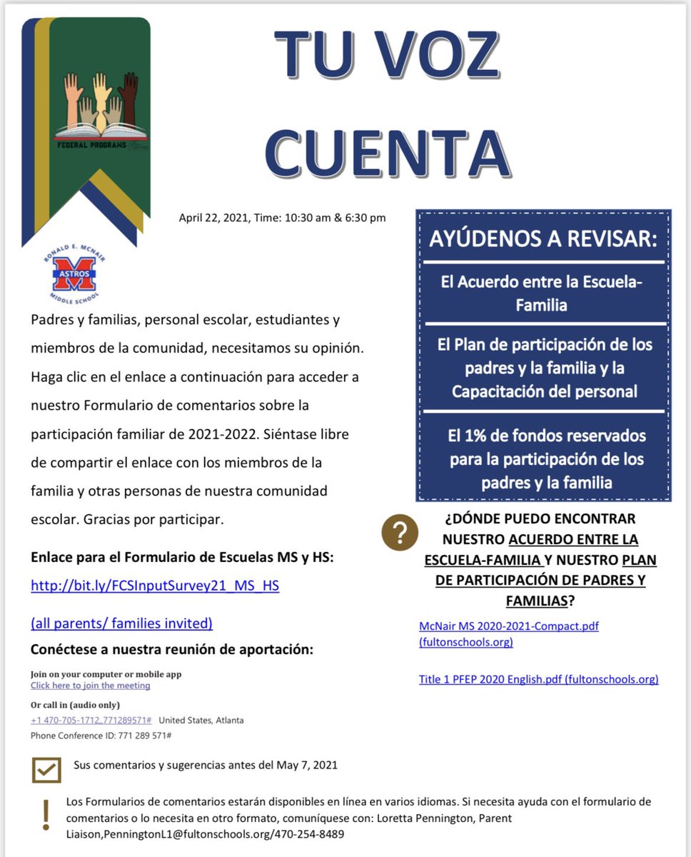 Parents, you are cordially invited to give your input for the upcoming 2021-2022 School Year because YOU Matter. (Interactive flyers on your website!)