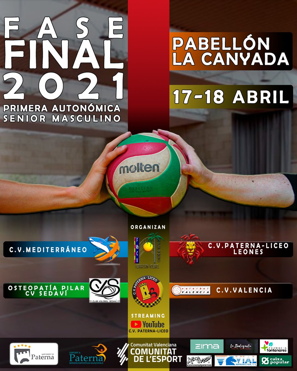 🔥 Este fin de semana se disputará la fase final de la liga senior autonómica masculina en el Pabellón de la Canyada.

#CVPaternaLiceo