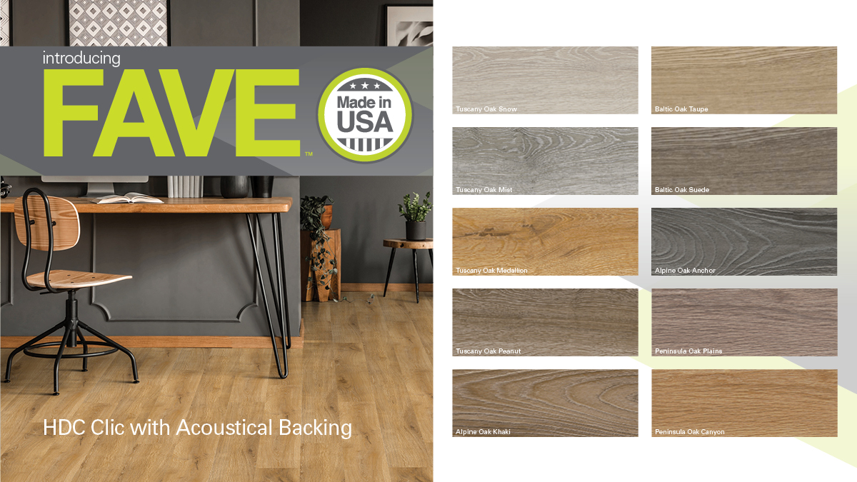 AVAbyNovalis's tweet photo. Ten of your AVA favorites, MADE IN THE USA! FAVE's High Density Core (HDC) provides a true, waterproof rigid-core performance in large 5.75” x 47.75” clic planks w/acoustical backing. https://t.co/9Eq4W1v7w6 #SpartanSurfaces #Trinitysurfaces #S2FL #D9Flooring #Modern_Surfaces https://t.co/yrs2KY2eq1