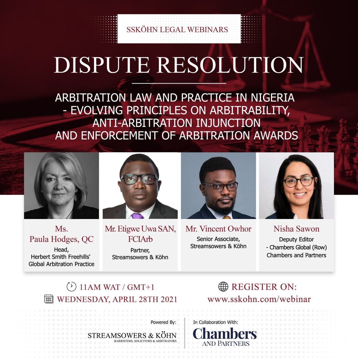 SSKohnNG's tweet photo. We are delighted to invite you to the Second part of our 3-part Legal Webinar Series by  Streamsowers &amp; Köhn in Collaboration with Chambers &amp; Partners.

Join us for the second webinar in the series:

... https://t.co/vg4COzhR5R