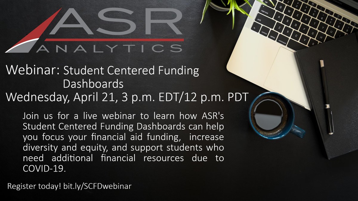 HigherEdBI's tweet image. Looking for a streamlined approach to focusing your financial aid funds? Join us and pilot client College of the Canyons next Wednesday, 4/21, for a webinar on our Student Centered Funding Dashboards! Visit bit.ly/SCFDwebinar for more info and to register!
