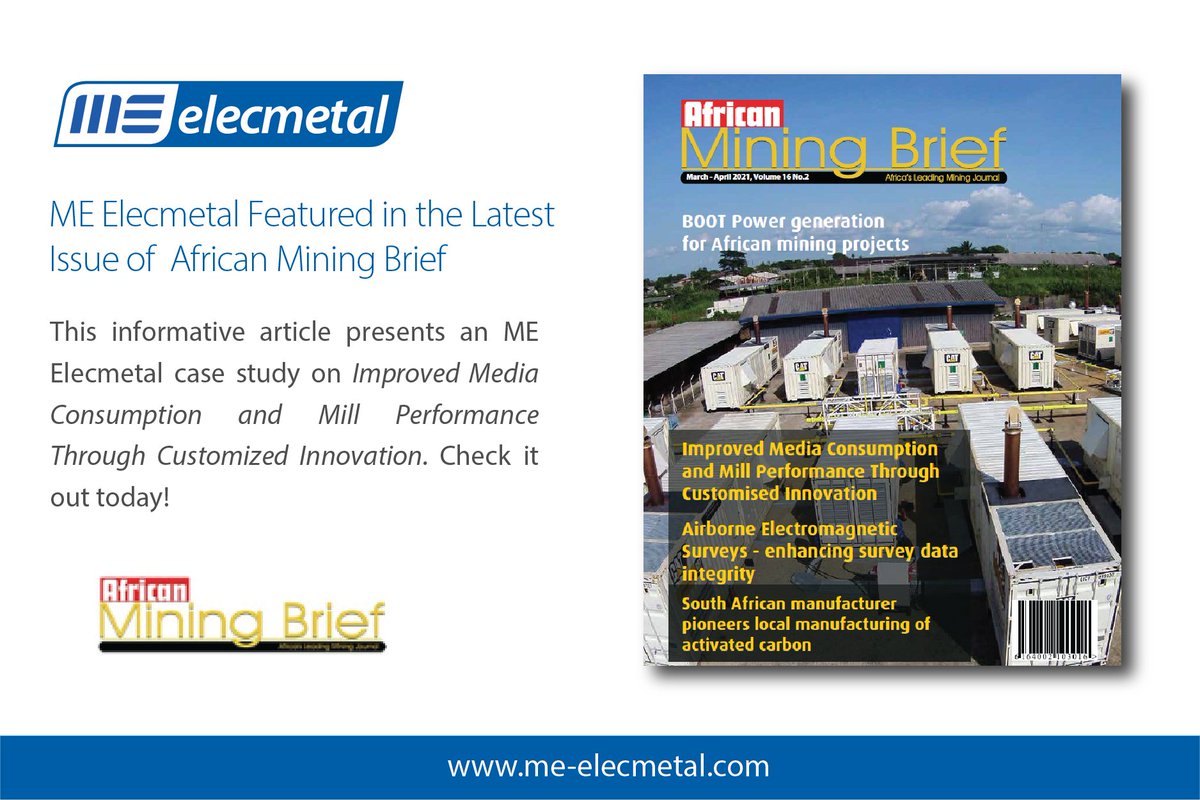 MEElecmetal's tweet image. Check out the article in the current issue of African Mining Brief, featuring ME Elecmetal. This article presents a case study on Improved Media Consumption and Mill Performance Through Customized Innovation.
issuu.com/ambriefonline/…
#AfricanMiningBrief #Mining #GrindingMedia