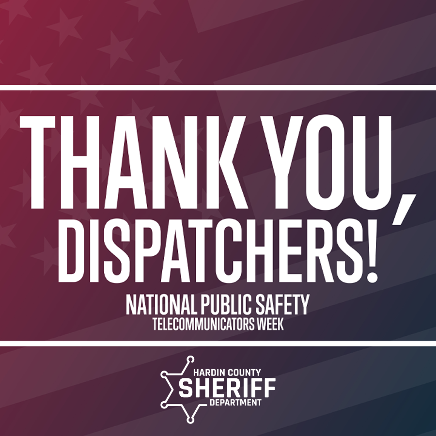 HCSheriffDept's tweet photo. The Hardin County Sheriff Department is grateful to all 911 dispatchers and the amazing work they do! Thank you! https://t.co/CRqHa8nuqz