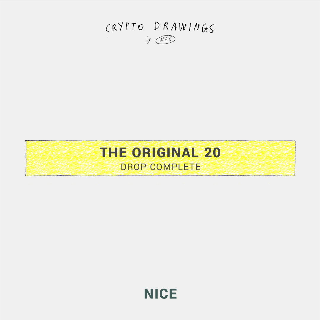 niceartgallery_'s tweet photo. The Crypto Drawings - Original 20 drop is now complete! Don't miss out on the limited edition artworks by Italian artist @woc_one on @rariblecom
The Crypto Drawings collection release on @opensea is coming soon, stay tuned!
#nicegallery #rarible #opensea #woc #cryptodrawings https://t.co/qZdJLB1Emr