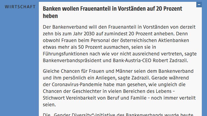 äh... wir schreiben aber schon 2021...und nicht 1971 oder so...? Üblicherweise zeigen sich Banken doch etwas ehrgeiziger, oder? orf.at/stories/320918… #gleichberechtigung, #gender, #diversity