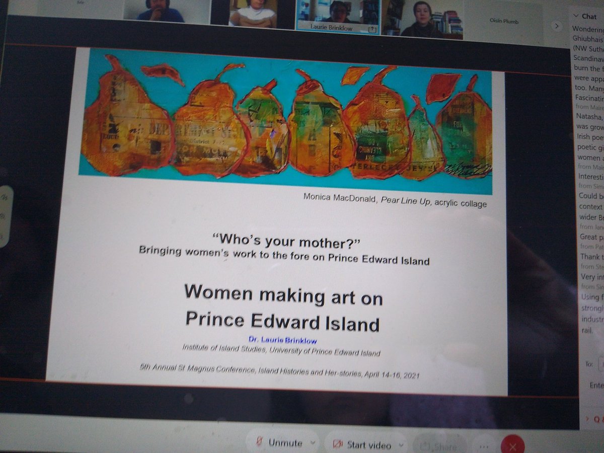 @LaurieBrinklow on bringing women's work to the fore in Prince Edward Island's visual art scene. Addressing gender disparity in public art collection and curation #stmagnus #thinkuhi #uhiresearch @INS_UHI