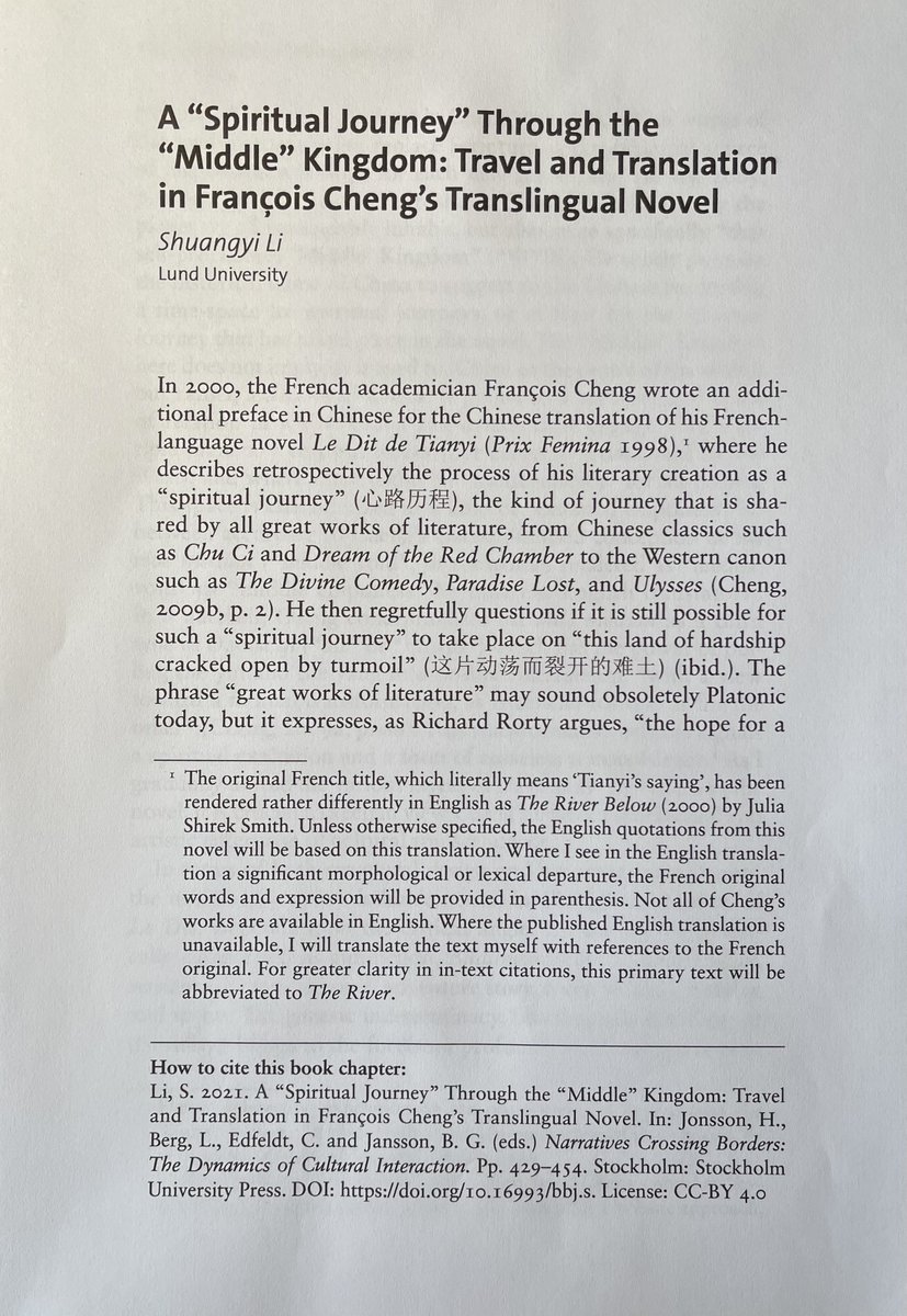 shuangyi_li's tweet photo. Ô, the pleasure of reading through pre-print proofs!! This article will have taken almost 4 years when it finally comes out in "Narratives #CrossingBorders: The Dynamics of #CulturalInteraction" #FrançoisCheng #Travel #Translation my first collab w/ Swedish colleagues bk in 2017! https://t.co/Gsg0G4vO7Z
