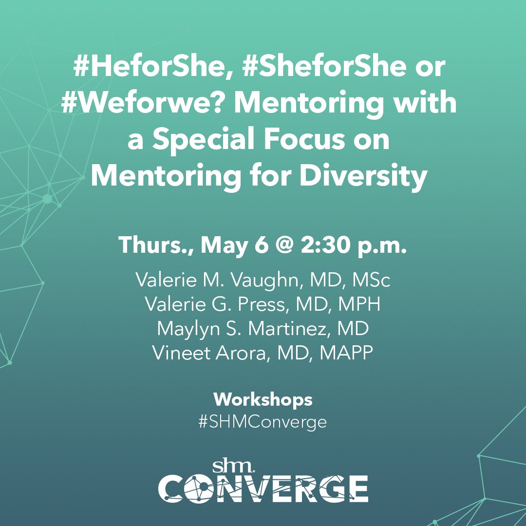 SocietyHospMed's tweet photo. A sneak peek into #SHMConverge ๐น Meet our speakers!
#HeforShe, #SheforShe, or #WeforWe? Mentoring with
a Special Focus on Mentoring for Diversity:
๐ @FutureDocs
๐ @ValerieVaughnMD
๐ @MS_Martinez_MD
๐ Valerie Press, MD, MPH
Join us: https://t.co/HtTBZwJebW https://t.co/cH1T8iaZnq
