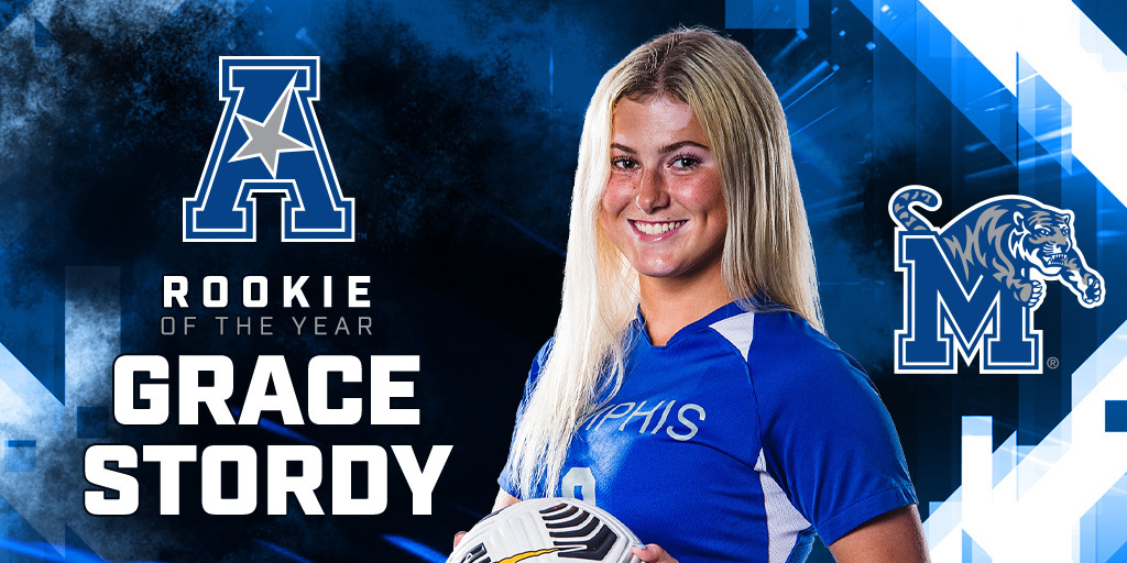 MemphisWSoccer's tweet photo. 🏆AAC Rookie of the Year🏆
Way to go @GraceStordy!

📰 https://t.co/AxT3eWnHiM
#GoTigersGo | @American_WSoc https://t.co/Ji6lgWXS1h