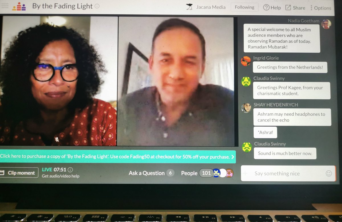 JacanaMedia's tweet photo. And we're live! #ByTheFadingLight #BookLaunch https://t.co/Up3svYP5wS