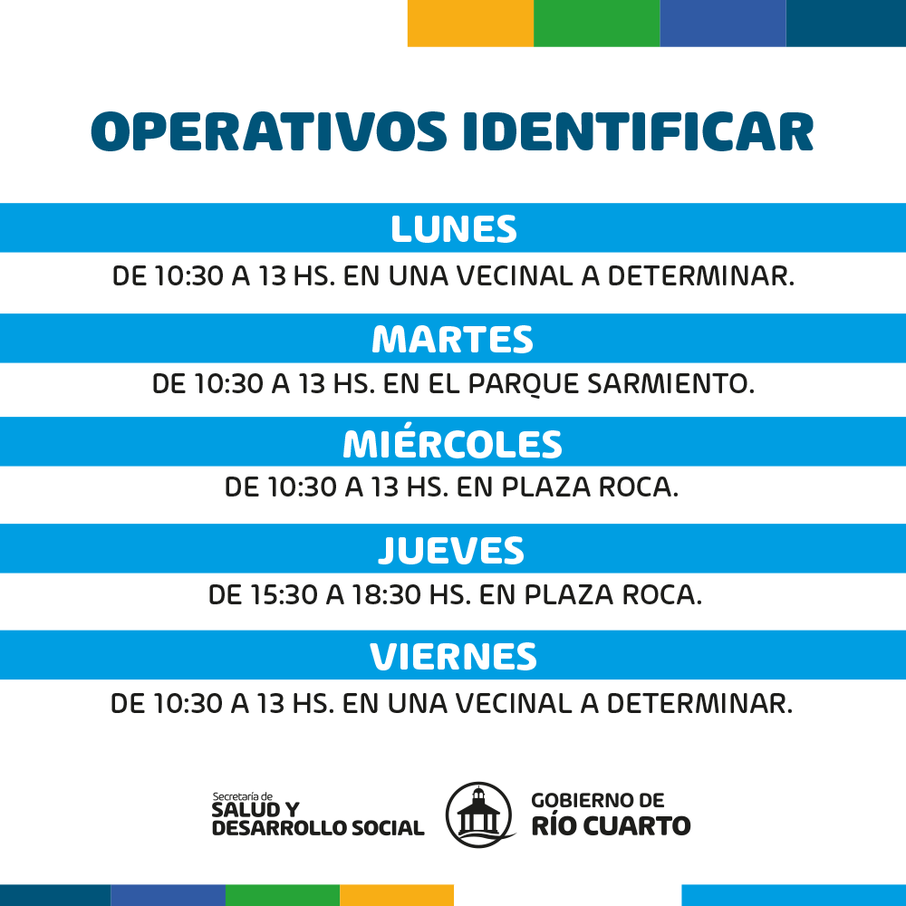 gobderiocuarto's tweet photo. ⚠️ATENCIÓN⚠️
A partir de la semana que viene, este será el cronograma de testeos en la ciudad 👇.
La prioridad de atención es por orden de llegada. Consultá todos los días en nuestras historias de Facebook e Instagram el #OperativoIdentificar a realizarse.
#NosCuidamosEntreTodos https://t.co/ktM9RpOe7U