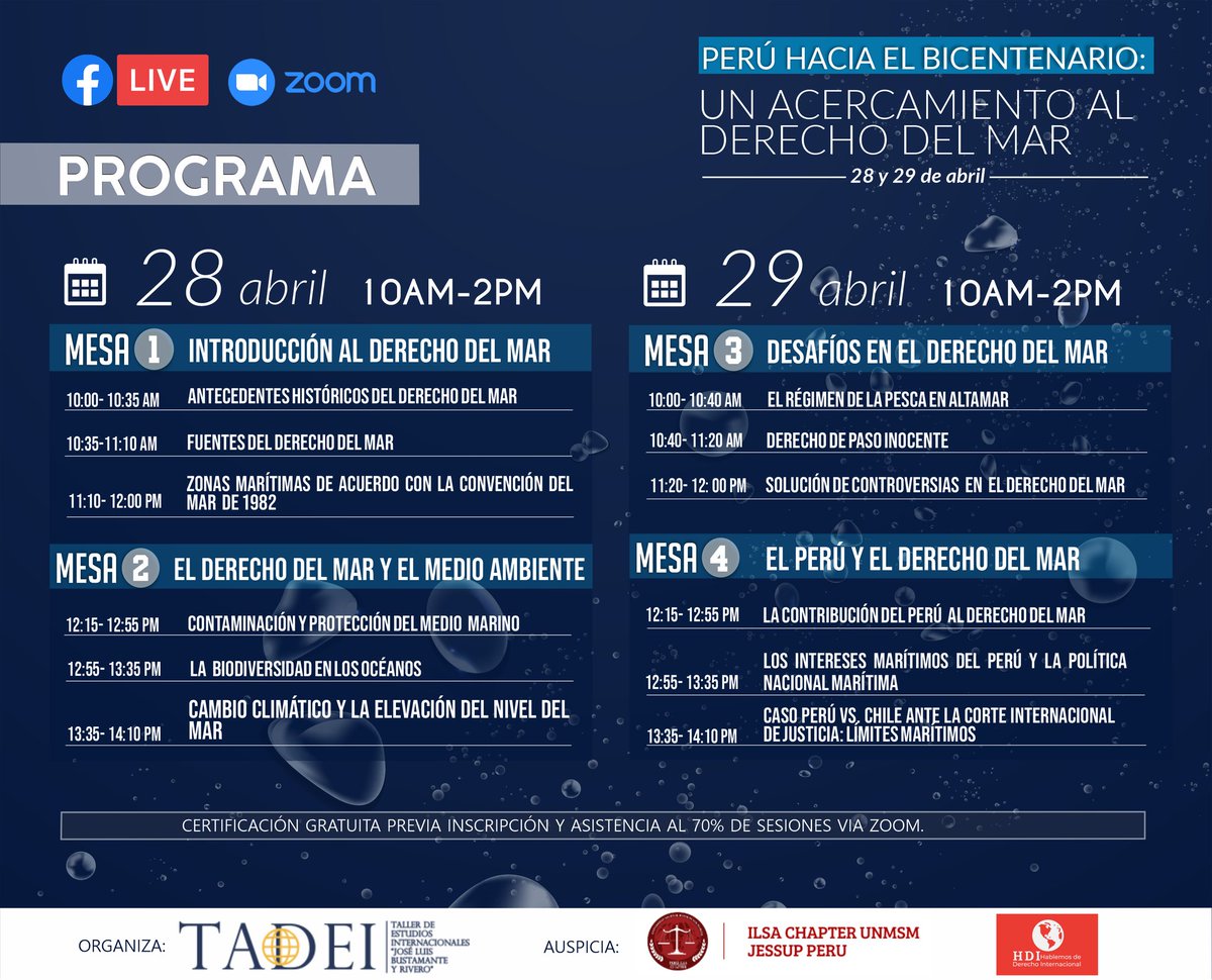 tadei_unmsm's tweet photo. #Evento | 🌊 

¡No te lo pierdas!
🗓 28 y 29 a partir de las 10 am (Perú hr.)
👉Inscripciones en: https://t.co/wyMU3Du334
 ✴️Certificación gratuita previa inscripción y asistencia al 70% de sesiones vía zoom. 
🔹Visualizar el programa en pdf: https:// https://t.co/ehKuTV6RyX https://t.co/01fZFRBHzK