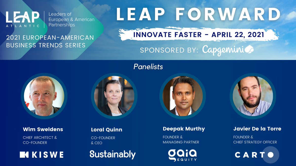 BelChamUSA's tweet photo. 📢Join this panel of disruptors @wimsweldens @loralquinn @DeeKMurthy &amp; @jatorre for a conversation on #digitalinnovation + tech investment on April 22, 12pm ET ➡️ Brought to you by @LEAPatlantic, the collective of EU-US Chambers in #NYC. 
Register here: https://t.co/aAGYnGxJ7V https://t.co/uqMHrNAUfP