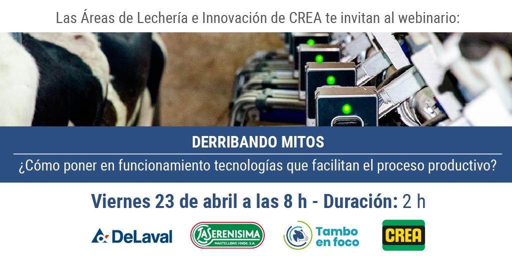 crea_arg's tweet photo. ¿Pensás que aplicar nuevas tecnologías en el #Tambo no es para vos?

Vas a cambiar de idea 🤯

👇👇👇
Webinar CREA #Lechería ➕#Innovación

Vení a conocer tecnologías 100% aplicables que facilitan la producción lechera🥛🐮

🗓️ 23/4
🕗 8 h

Inscribite hoy👇
https://t.co/YfAHOo6hCa https://t.co/8Le8AIIo8G