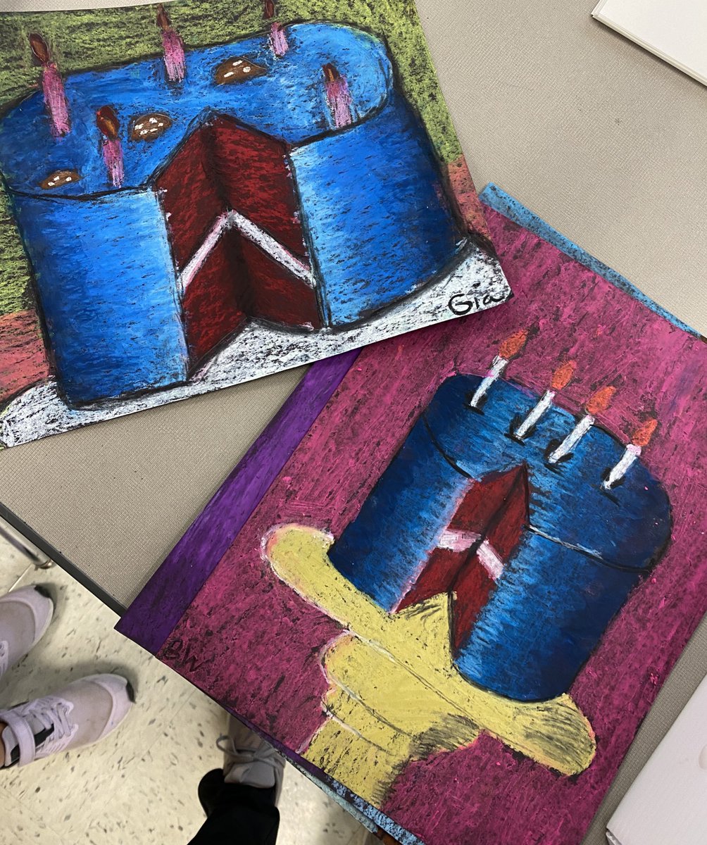 HVEArt's tweet photo. And this is why oil pastels are my favorite. 💖🎂 They have nailed it! @ThomasonHVE #lifeisgoodathve #popart https://t.co/kzjCruvjvD