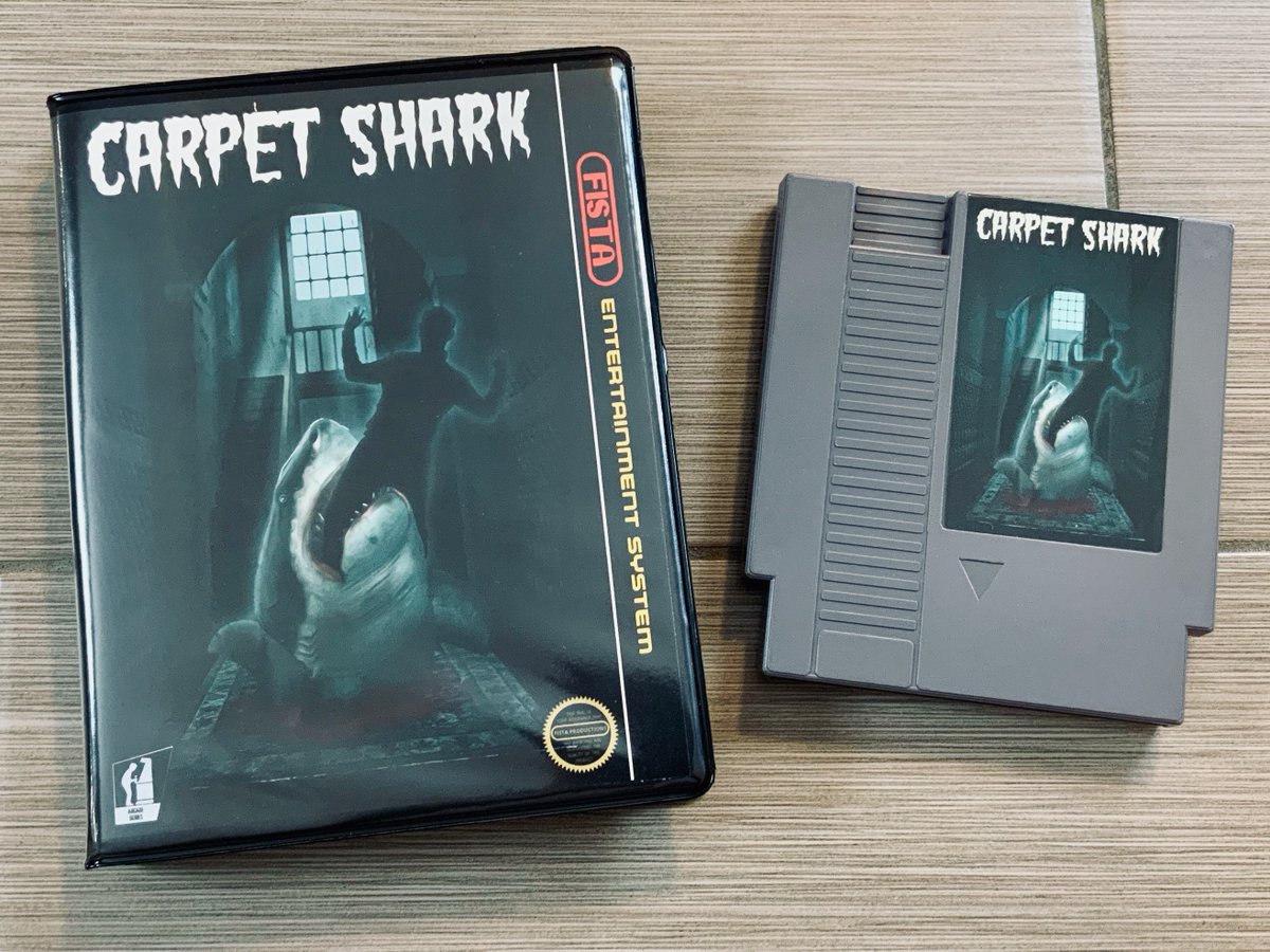 MetalJesusRocks's tweet photo. Got sent this crazy NES game CARPET SHARK 😂 You play as a shark soul trapped in a carpet that tries to eat people. Freakin' HILARIOUS! Cool it got a physical release but I guess the .rom is free if you just wanna play it. Check it out: https://t.co/Lg2cXJG6Yn https://t.co/lqkKBkczz9
