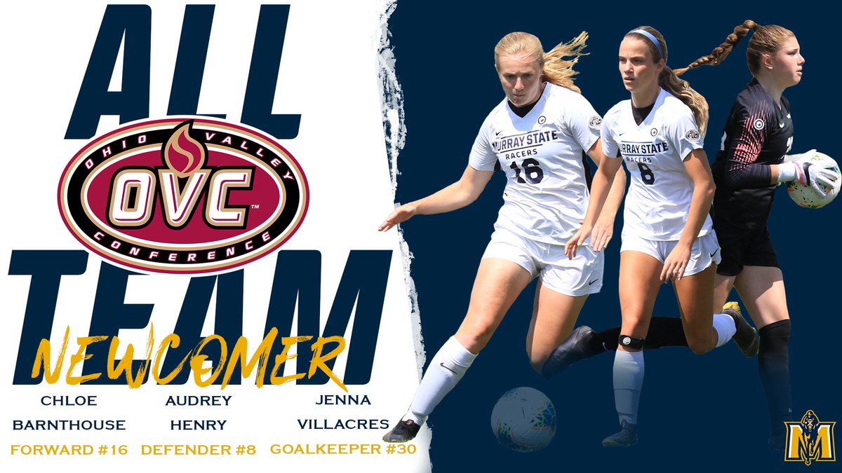 This Racer trio garners a place on the OVC’s All-Newcomer Team! 💪 

# 1️⃣6️⃣ Chloe Barnthouse
# 8️⃣ Audrey Henry
# 3️⃣0️⃣ Jenna Villacres

#WeAreRacers🏇⚽️