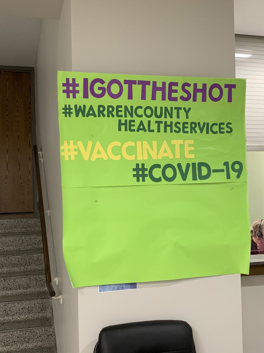 CorinneThomasPR's tweet photo. On today’s #WellnessWednesday we are at #WarrenCountyHealthServices getting my first dose of the #Moderna vaccine! Excited to get back to normal!!

#COVID19 #IGOTTHESHOT https://t.co/WQyzldTkfA