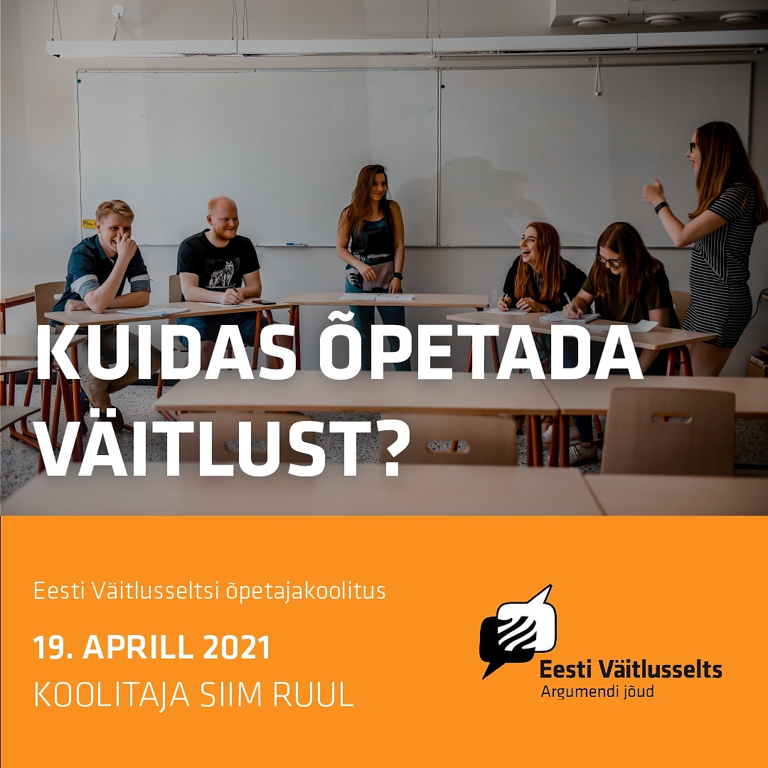 Veel viimane päev on registreerida end koolitusele "Kuidas õpetada väitlust?"
Vaata argument.ee/sundmused/eest…

#väitlusõpetaja
#koolitus
#väitlusselts