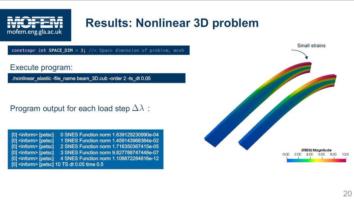 After a short break, <a href="/inz_KaroleL/">Karol Lewandowski</a> continues the second part of the #UKACM2021 school presenting the solution of elasticity problems in MoFEM <a href="/mofemjoseph/">MoFEM / @mofem@fosstodon.org</a>