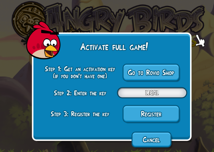 I need an activation key for Angry Birds Seasons!